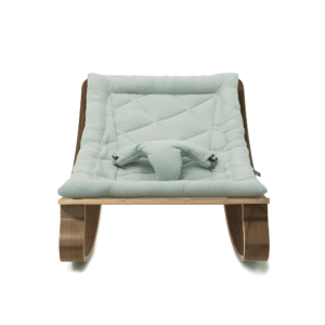 levo baby rocker in walnut with farrow cushion