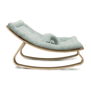 levo baby rocker in walnut with farrow cushion