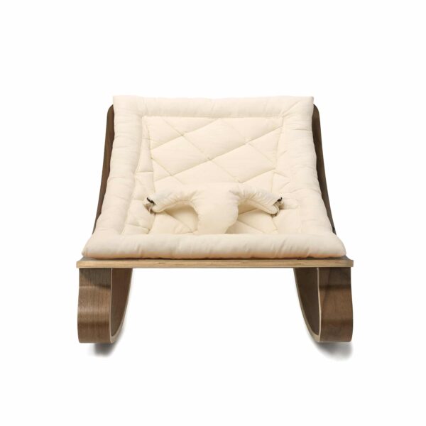 levo baby rocker in walnut organic white look