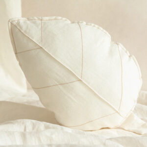lin francais leaf cushion off white