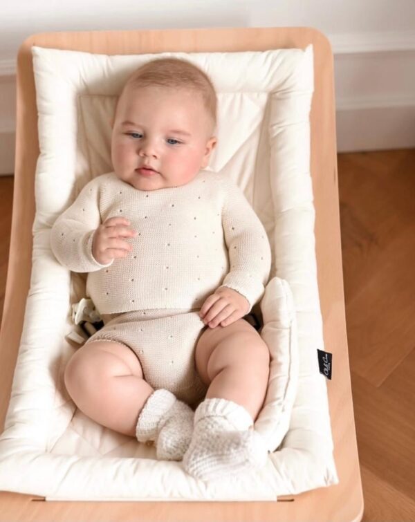 link stitch openwork set (sweater+culotte) cream
