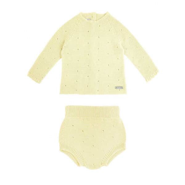 link stitch openwork set (sweater+culotte) butter