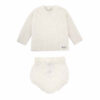 link stitch openwork set (sweater+culotte) cream