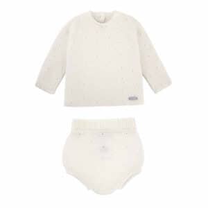 link stitch openwork set (sweater+culotte) cream