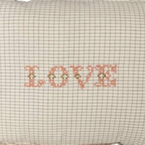 love padded cushion double check ivory and clay look