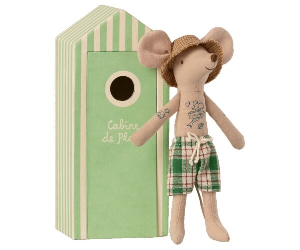 maileg beach mice dad in cabin de plage