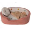 maileg dog basket coral