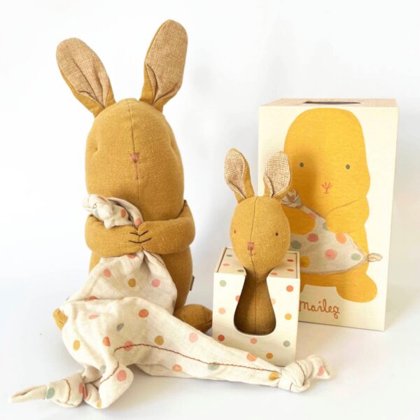 maileg lullaby friends bunny and rattle look