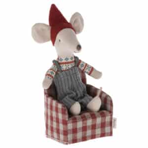 maileg mouse chair toy red checkered