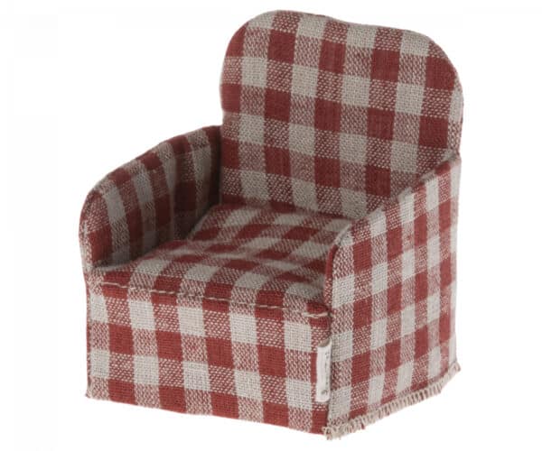 maileg mouse chair toy red checkered