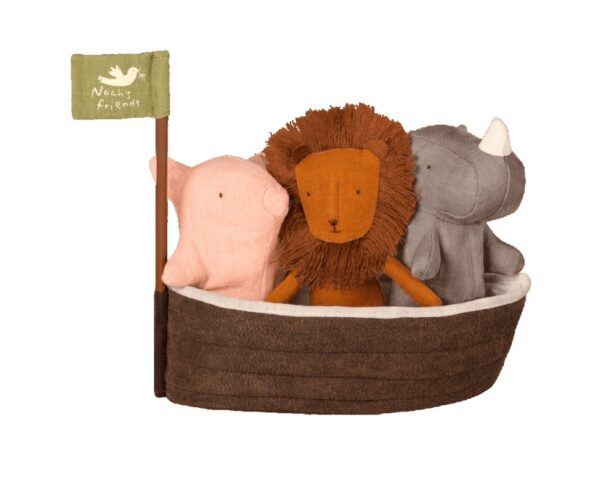 maileg noah's ark with 3 mini animals toys