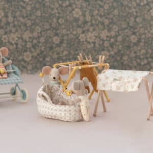 maileg nursery table baby mouse rose