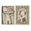 maileg sleepy wakey baby mouse in matchbox blue