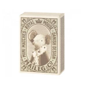 maileg sleepy wakey baby mouse in matchbox blue