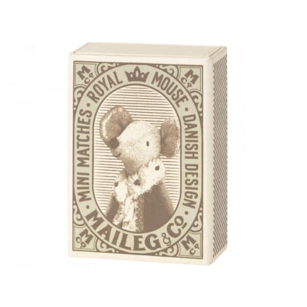 maileg sleepy wakey baby mouse in matchbox blue