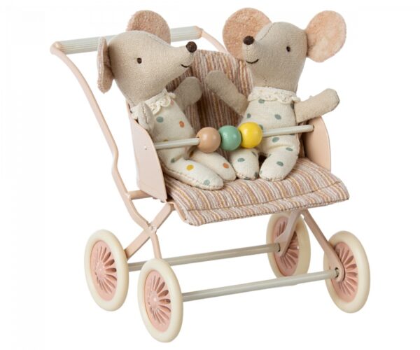 maileg stroller baby mice rose