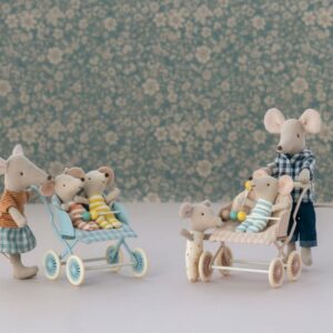 maileg stroller baby mice rose