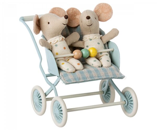 maileg stroller baby mice mint