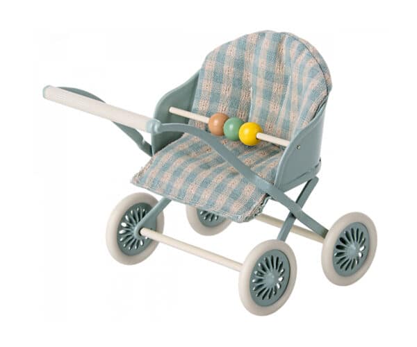 maileg stroller baby mice mint