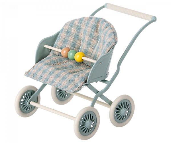 maileg stroller baby mice mint