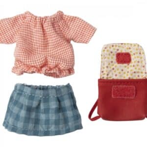 maileg tricycle mouse big sister with bag red