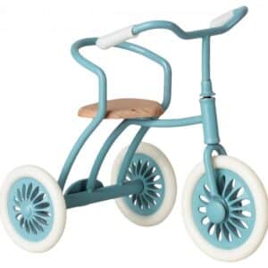 maileg tricycle toy and garage box petrol blue