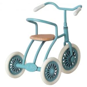 maileg tricycle toy and garage box petrol blue