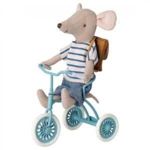 maileg tricycle toy and garage box petrol blue