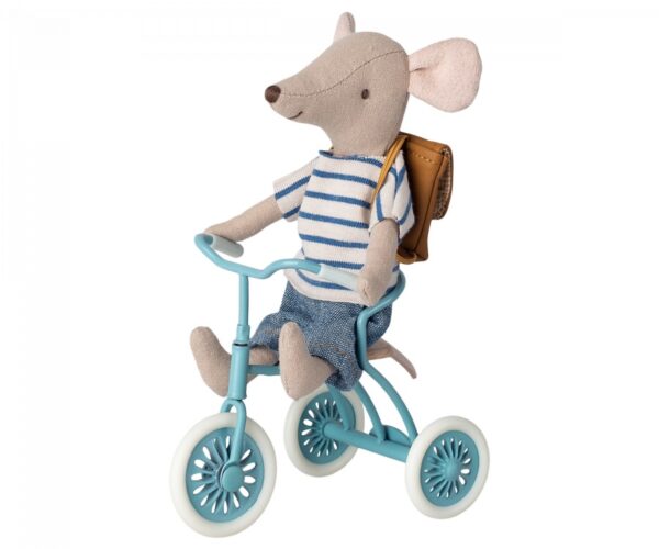maileg tricycle toy and garage box petrol blue
