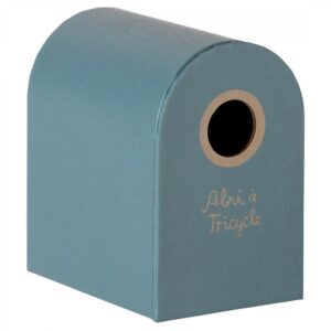 maileg tricycle toy and garage box petrol blue