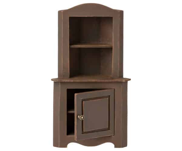 maileg miniature corner cabinet toy brown