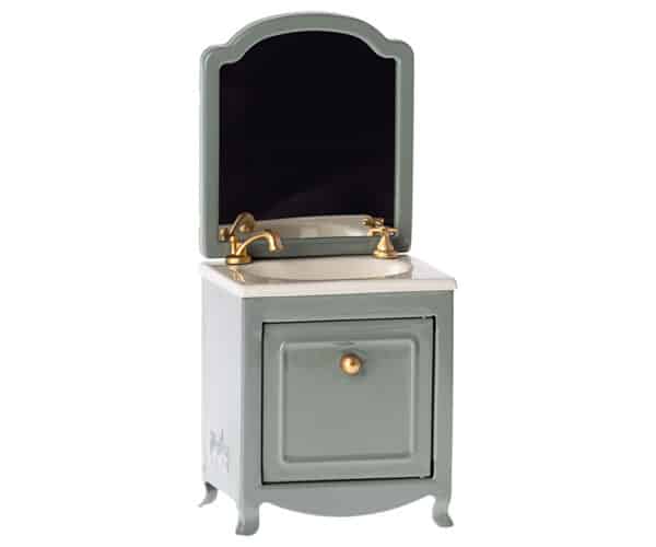 maileg sink dresser with mirror toy dark mint