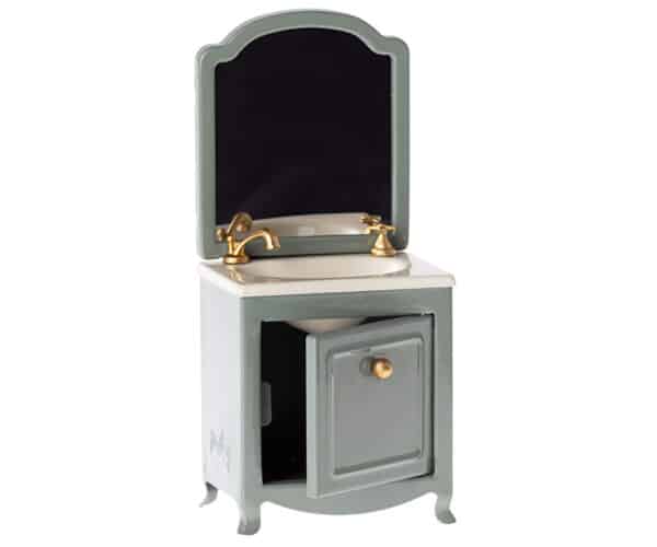 maileg sink dresser with mirror toy dark mint