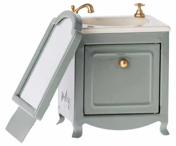 maileg sink dresser with mirror toy dark mint