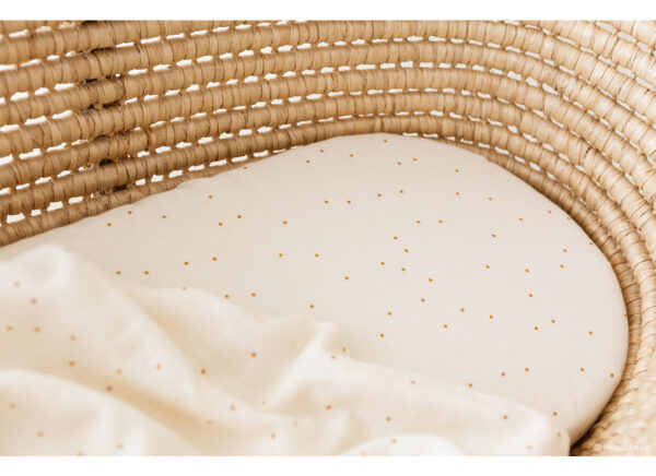 melody moses fitted sheet honey sweet dots natural