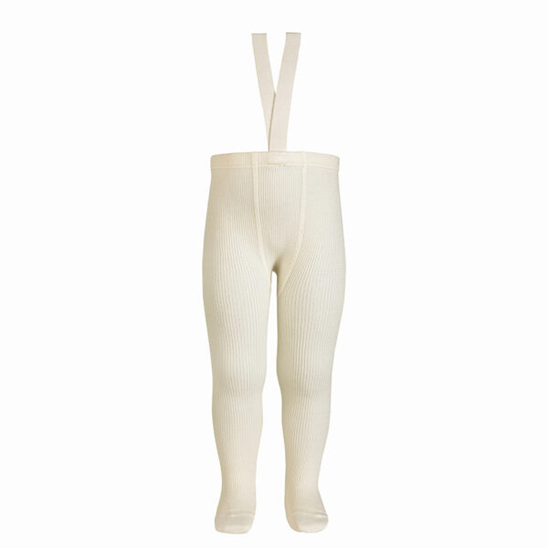 merino tights with elastic suspenders beige