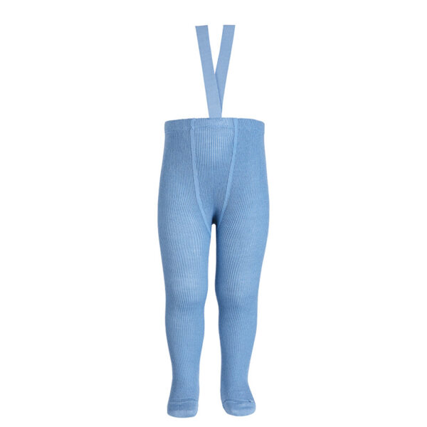 merino tights with elastic suspenders bluish