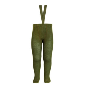 merino tights with elastic suspenders moss