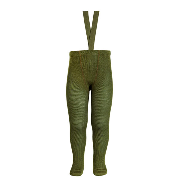 merino tights with elastic suspenders moss