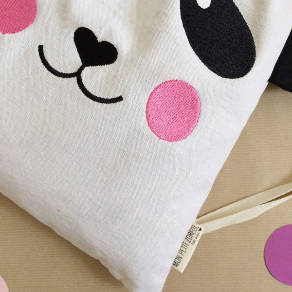Kids Backpack-Embroidered Panda with Pink Cheeks - Image 2