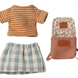 maileg tricycle mouse big sister with bag old rose