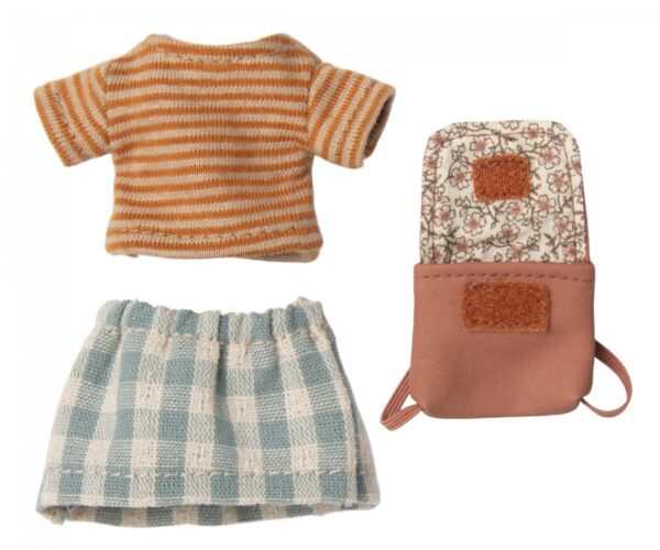 maileg tricycle mouse big sister with bag old rose
