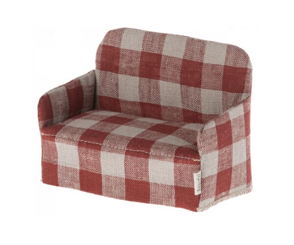 maileg mouse couch toy red checkered