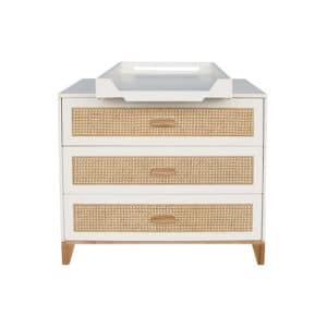 nami evolutive baby bed+chest of drawers+wardrobe rattan webbing white
