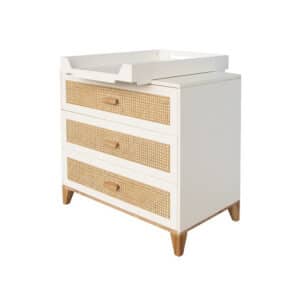 nami evolutive baby bed+chest of drawers+wardrobe rattan webbing white