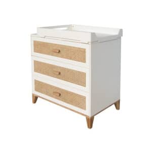 nami evolutive baby bed+chest of drawers+wardrobe rattan webbing white