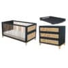 nami evolutive baby bed+chest of drawers rattan webbing+leo nursing box onyx