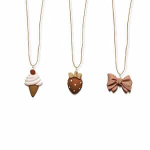 necklace toy pack of 3 icecream strawberry bow