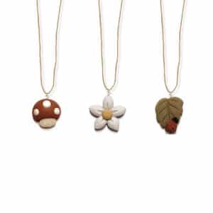 necklace toy pack of 3 mushroom flower leaf