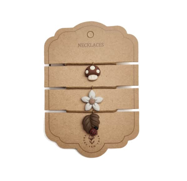necklace toy pack of 3 mushroom flower leaf